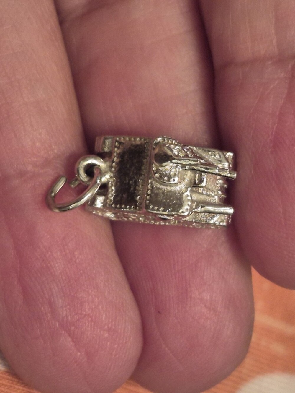 Vintage Sterling Silver Army Military Tank Charm / Pendant
